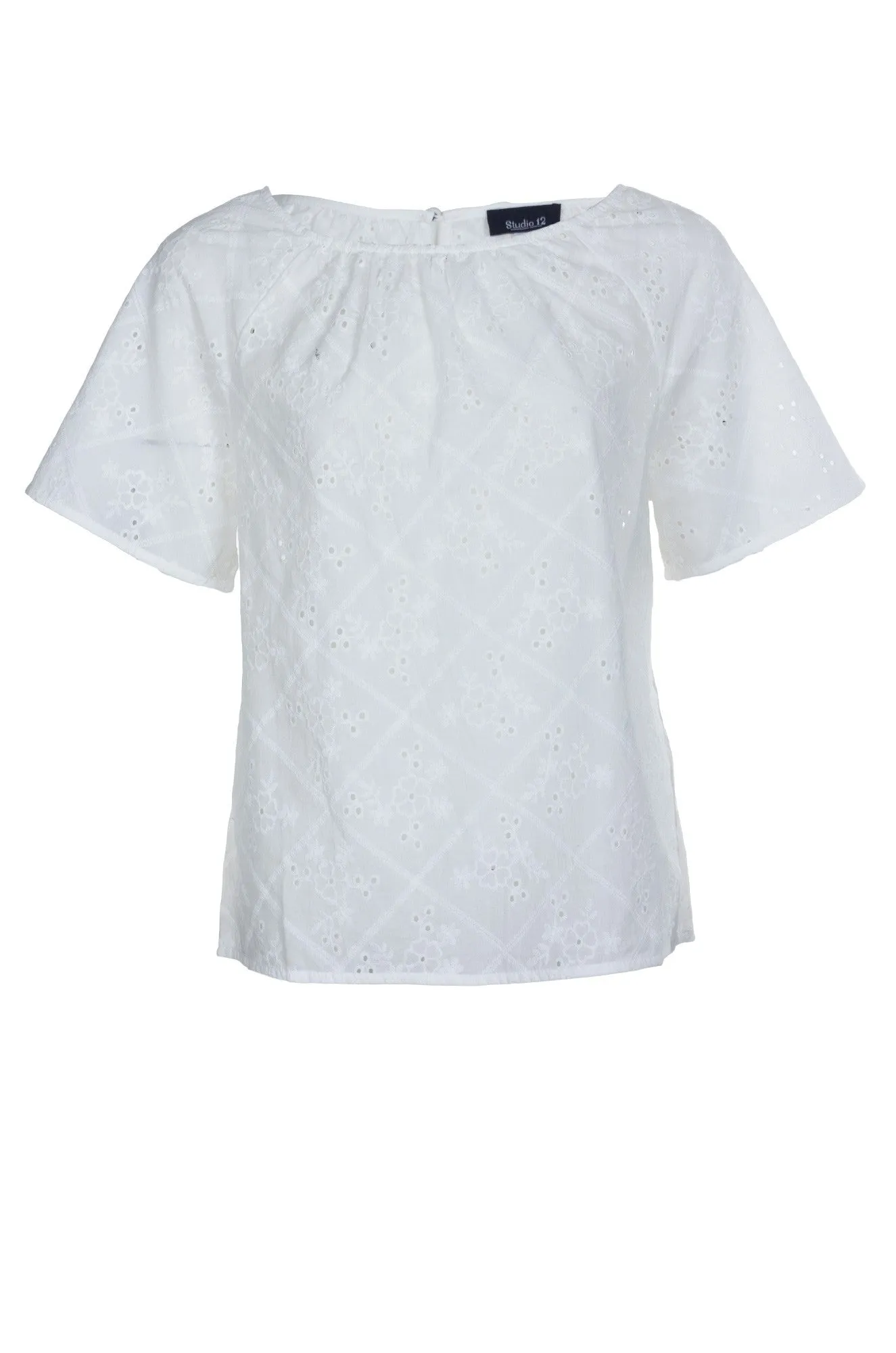 AntiPilling Surface Luxury Core 100% Cotton Broderie Anglaise Top | WHITE | 8592A1