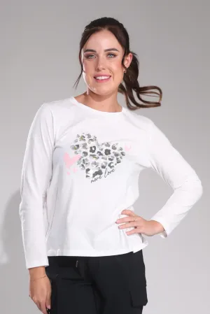 100% Cotton Top | Animal Pink Heart/Wht | 3408B1 Lightweight insulation