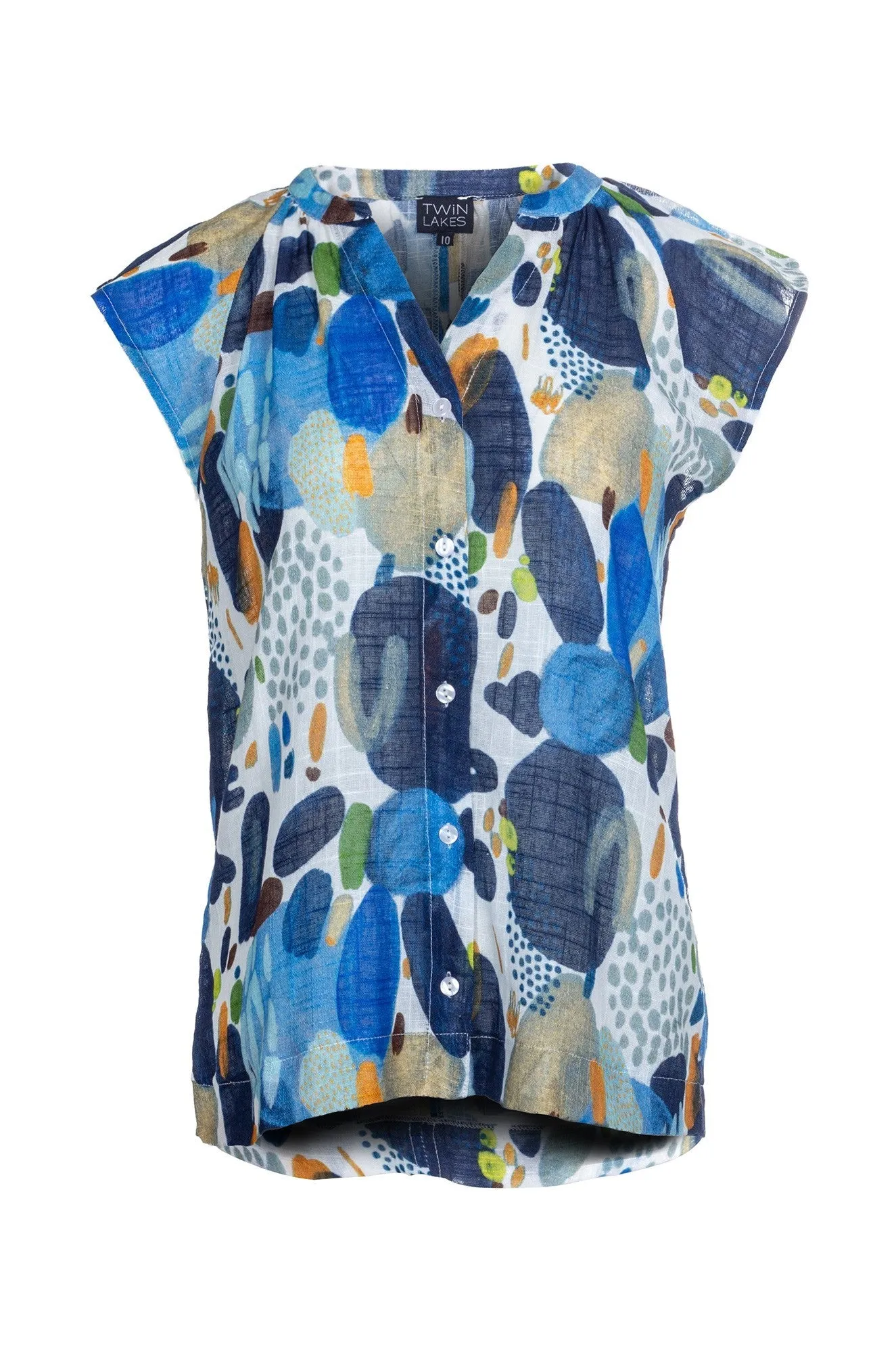 QuickDrying Material 100% Cotton Top | Blue Spot Aztec | 6277A1