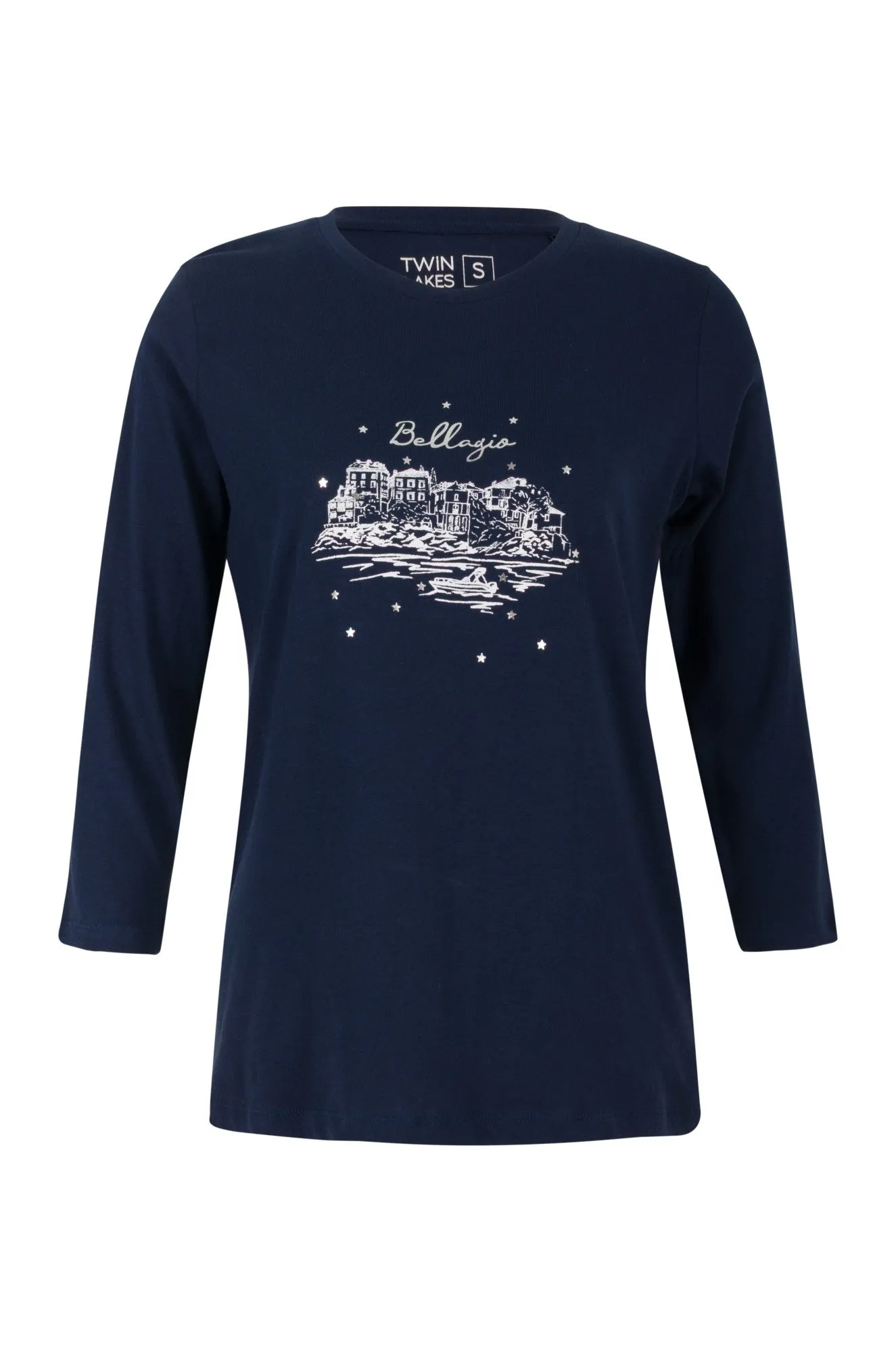 TaglessLabel Reflective details 100% Cotton Top | Ivry Bellagio Cove/Navy | 3406B1