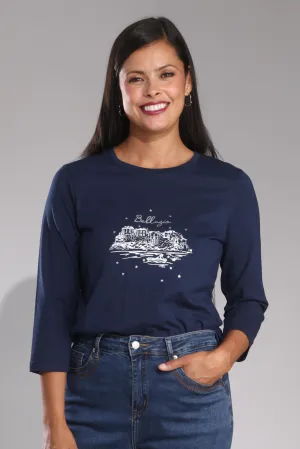 100% Cotton Top | Ivry Bellagio Cove/Navy | 3406B1 slim fit