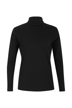 1x1 Rib Cotton Poly Roll neck Top | Black | 6554B1 SeamlessFit