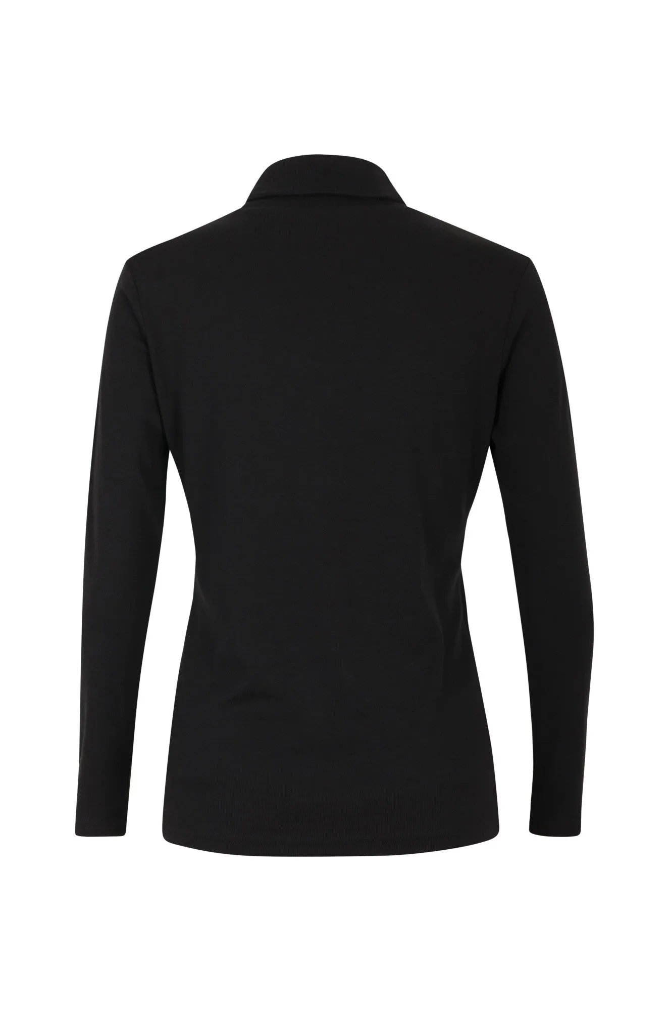 Relaxing Design NonRestrictiveFit 1x1 Rib Cotton Poly Roll neck Top | Black | 6554B1