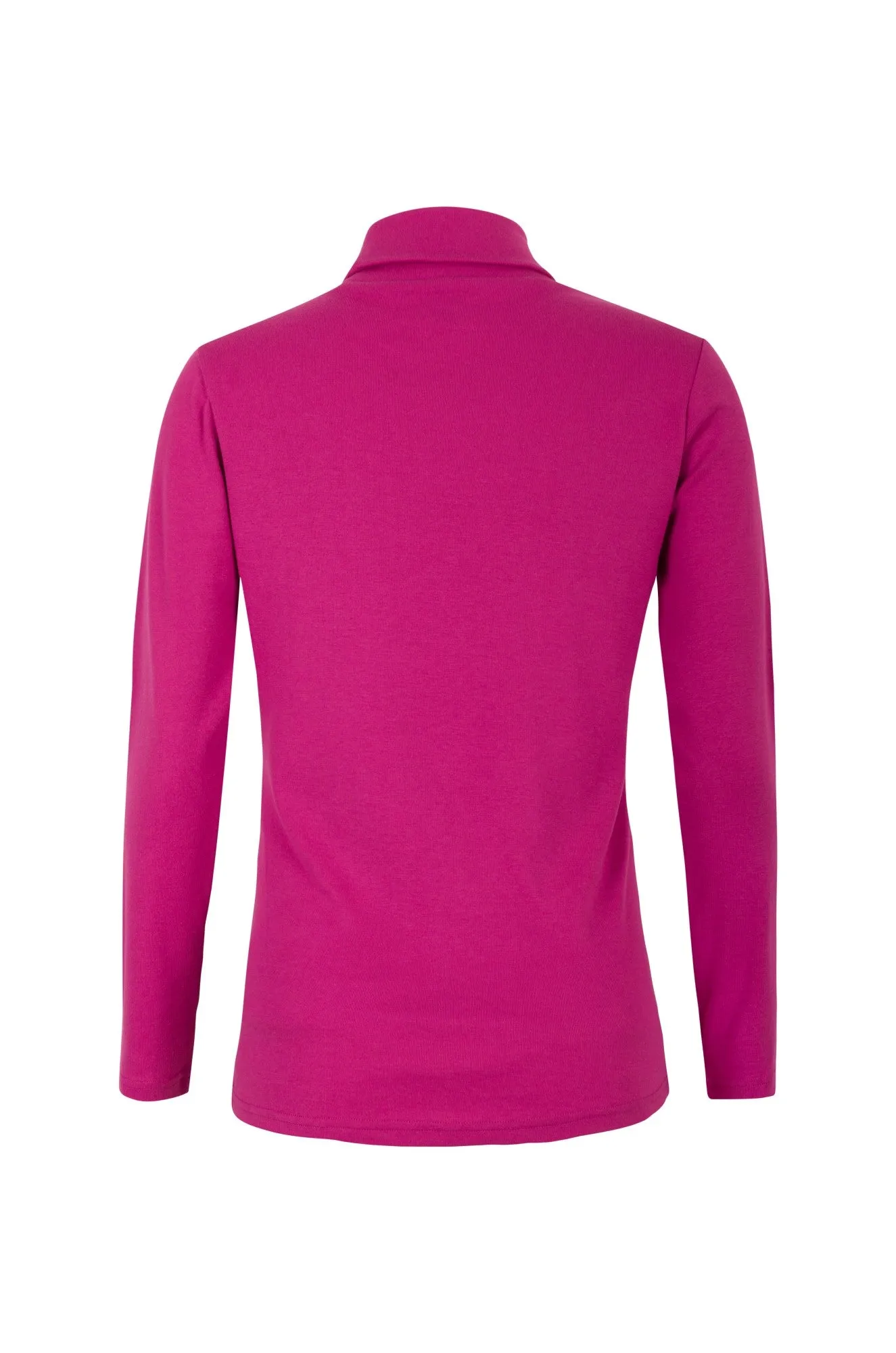 Lightweight clothing 1x1 Rib Cotton Poly Roll neck Top | CERISE | 6554B1