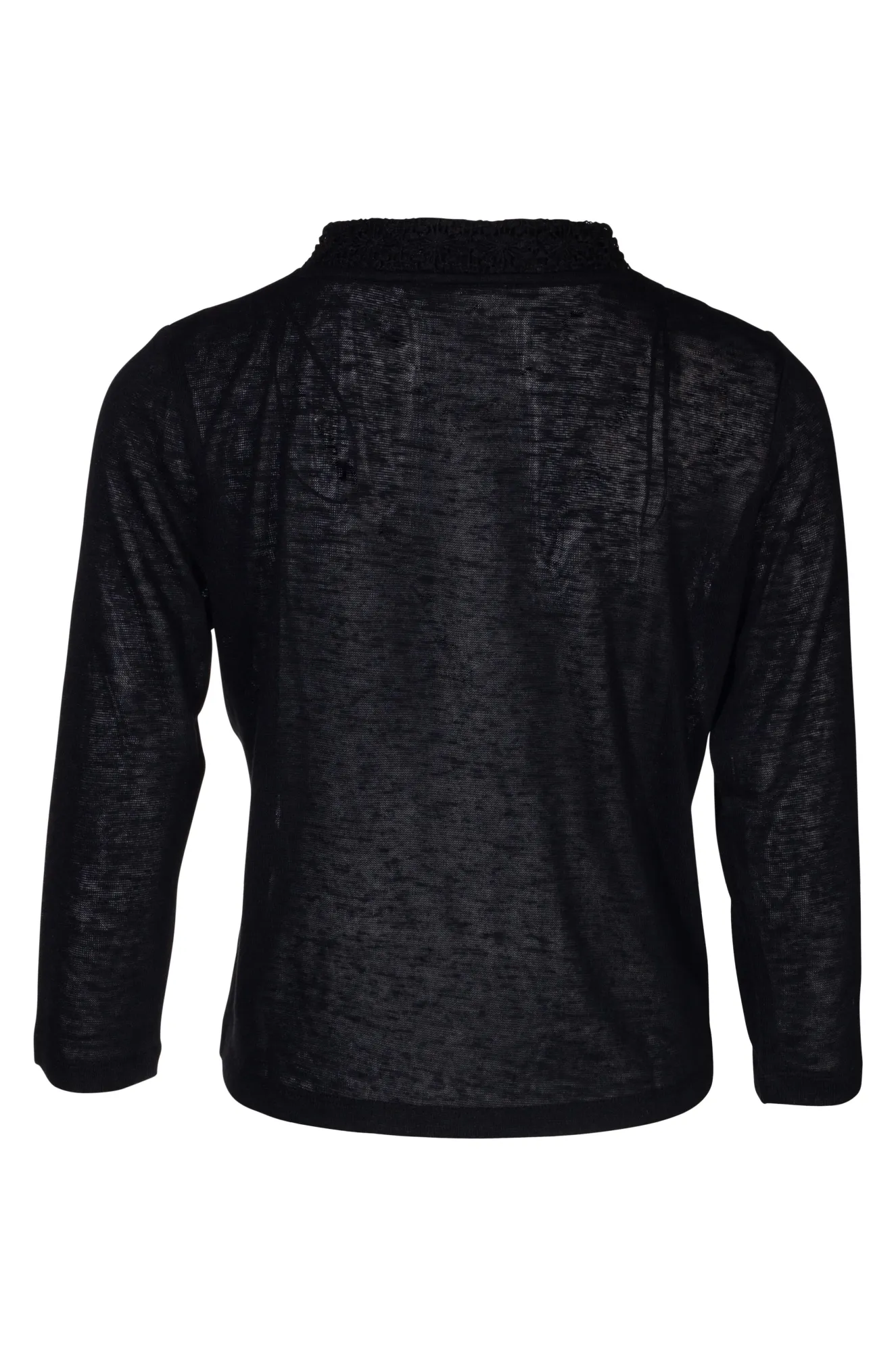 3/4 sleeve Cardigan with lace trim | Black | 7093A1 All-Day Fit Nature Base
