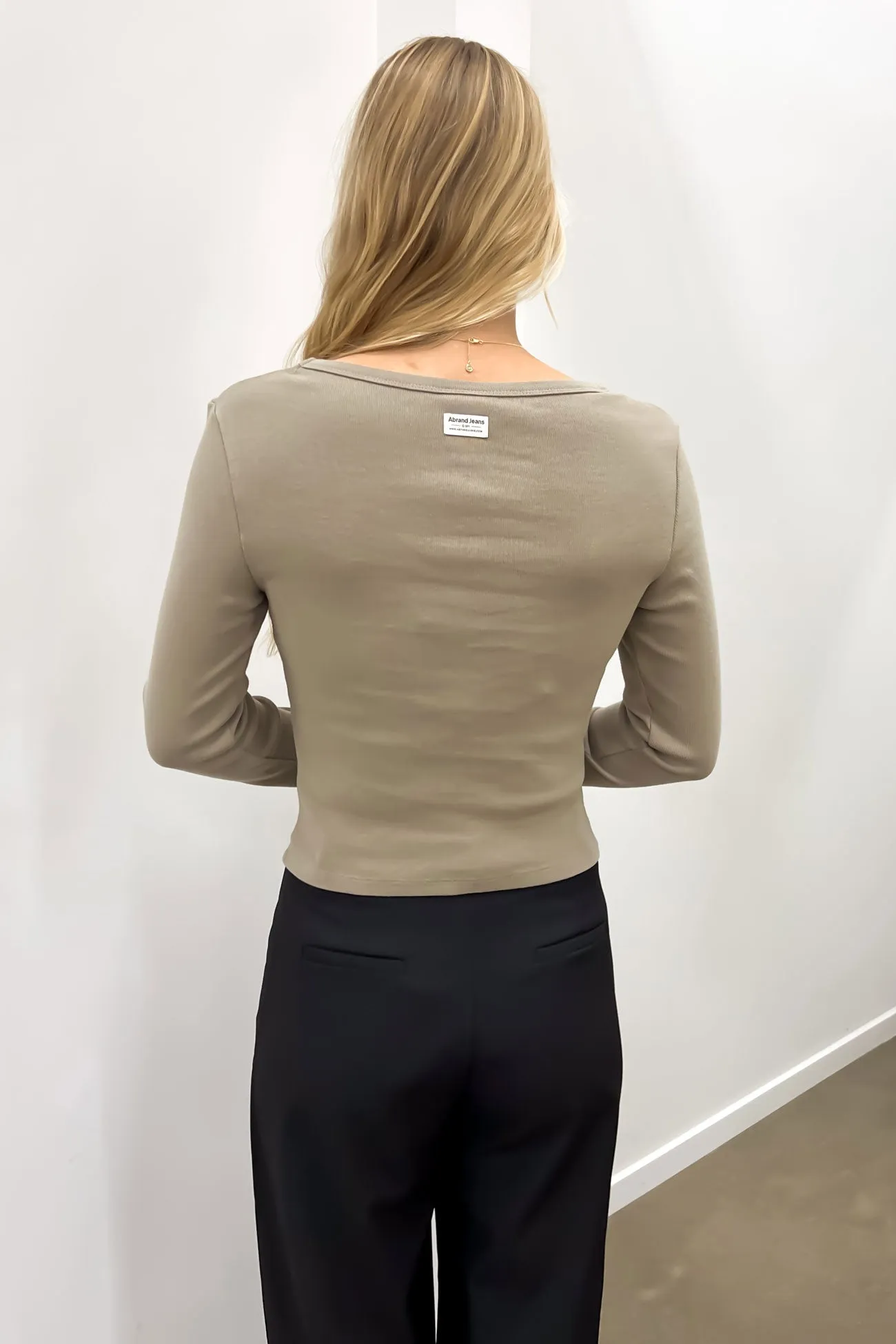 90s Icon Long Sleeve Scoop Neck Dusty Olive Layered Look Royal Mode