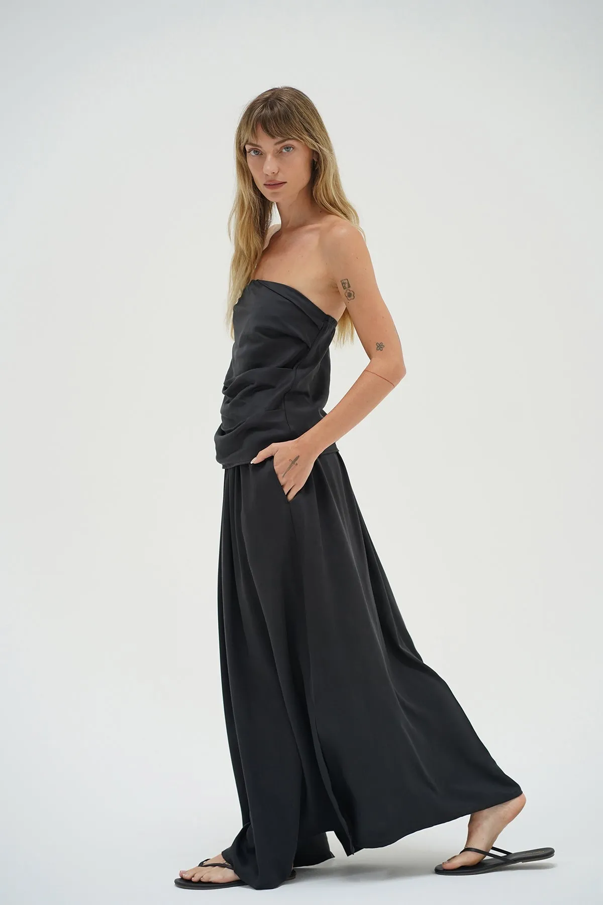 elastic waistband Anti Pilling Treatment Dania Skirt - Pirate Black