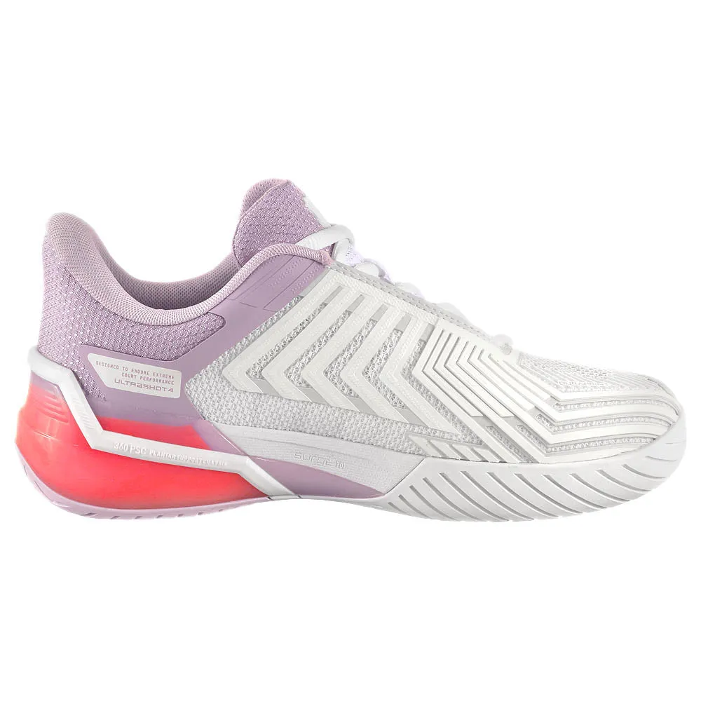 All Fit Supportive Design K-Swiss Women's Ultrashot 4 - White/Orchid Petal
