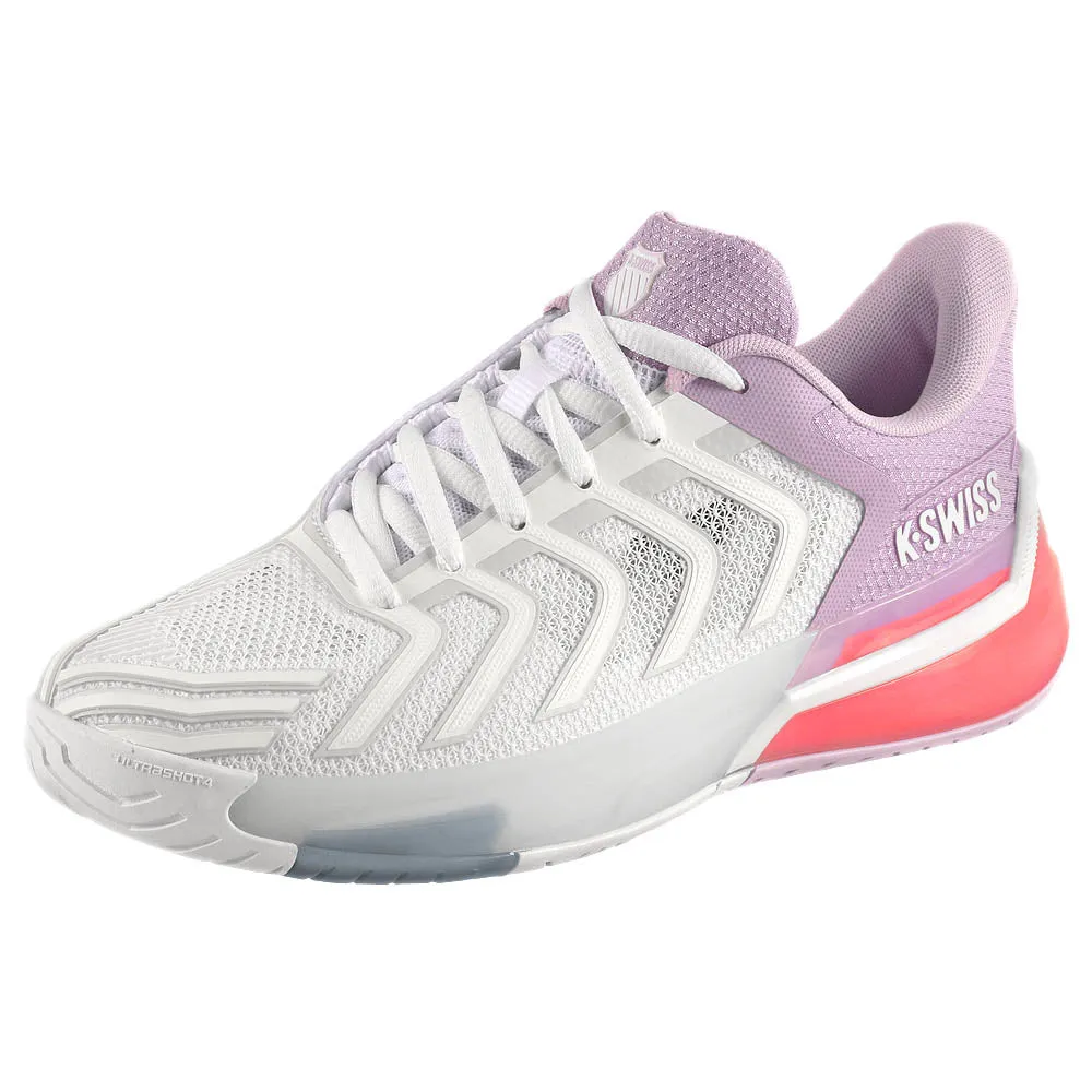Pressure Dispersing Sole Sport Mode K-Swiss Women's Ultrashot 4 - White/Orchid Petal