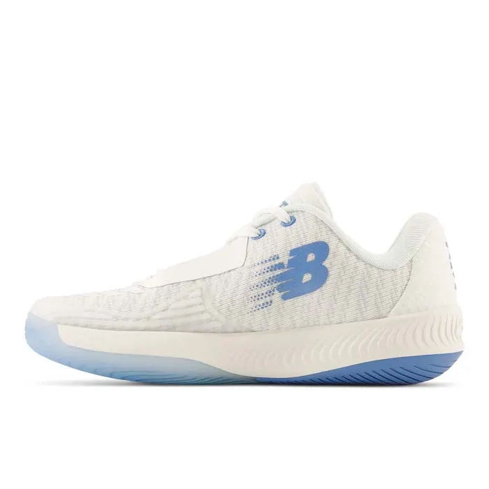 Womens New Balance FuelCell 996V5 in White/Blue running in a suspension bridge area shoes breathable - lining shoes