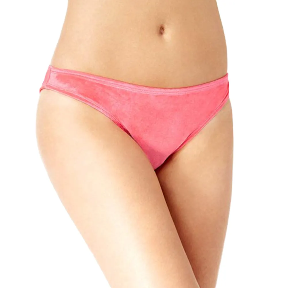 Women's Crushed Velvet Hipster Bikini Bottoms,Pink LightweightTextile Dense Fit