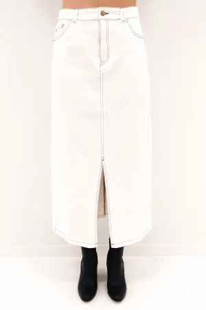 Indiana Denim Midi Skirt White Cozy Edge