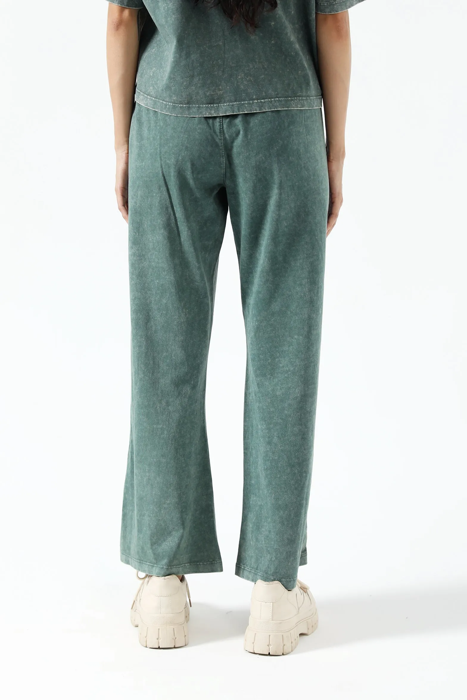 Comfy Look Long Use ACID WASH WIDE LEG TROUSERS