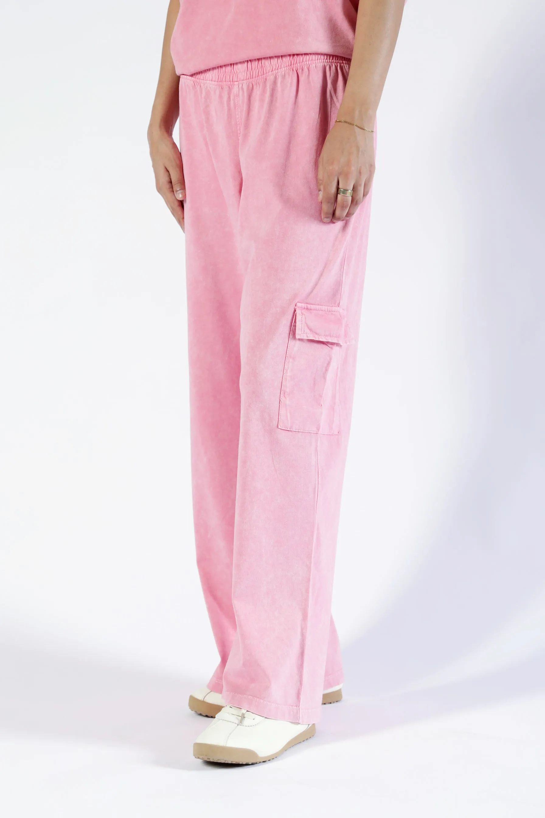 ACID WASHED CARGO TROUSERS Noise Reduciting Fabric