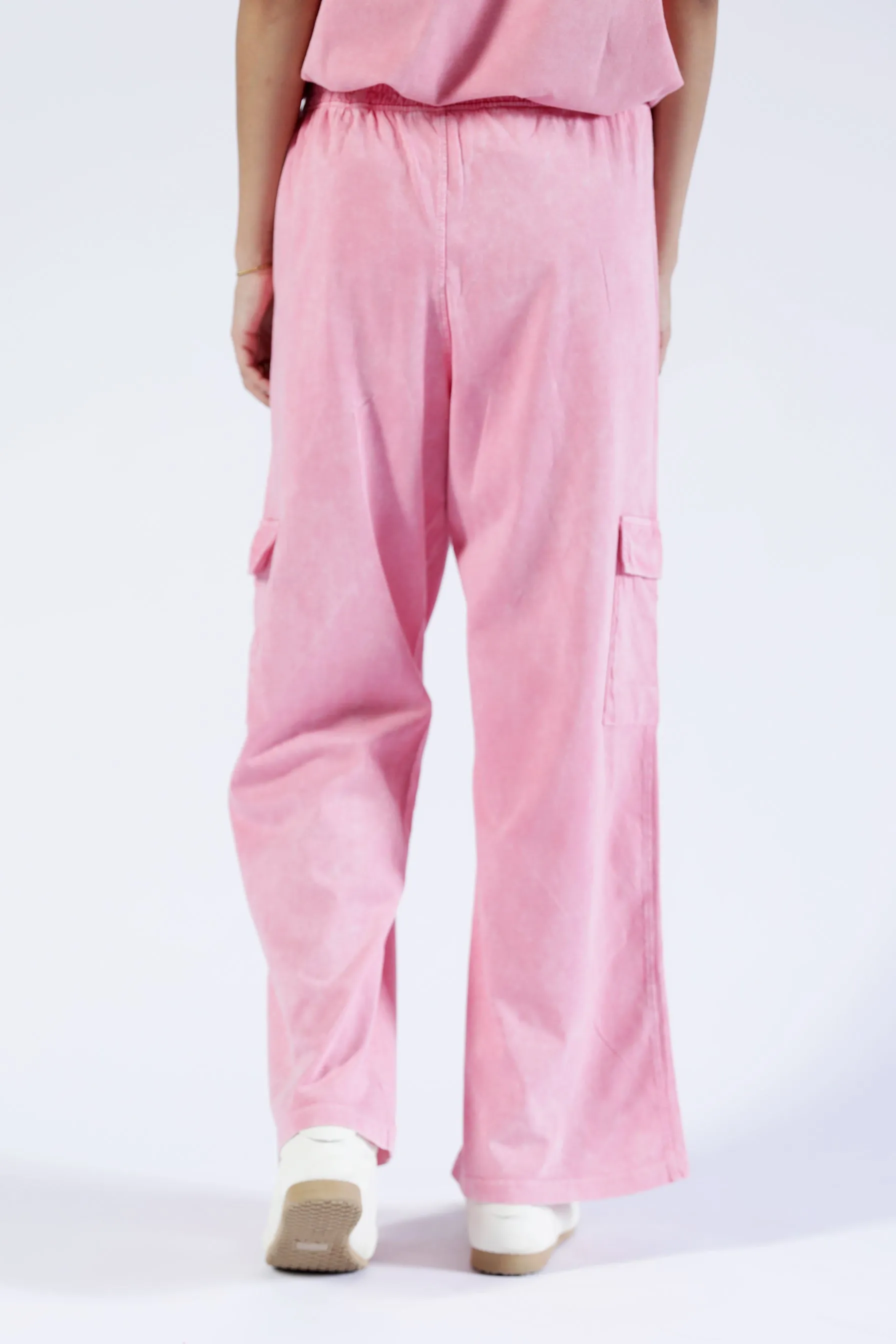 ACID WASHED CARGO TROUSERS Multi Panel Construction