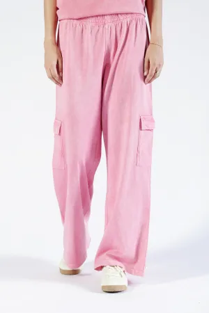 ACID WASHED CARGO TROUSERS Stretch Material