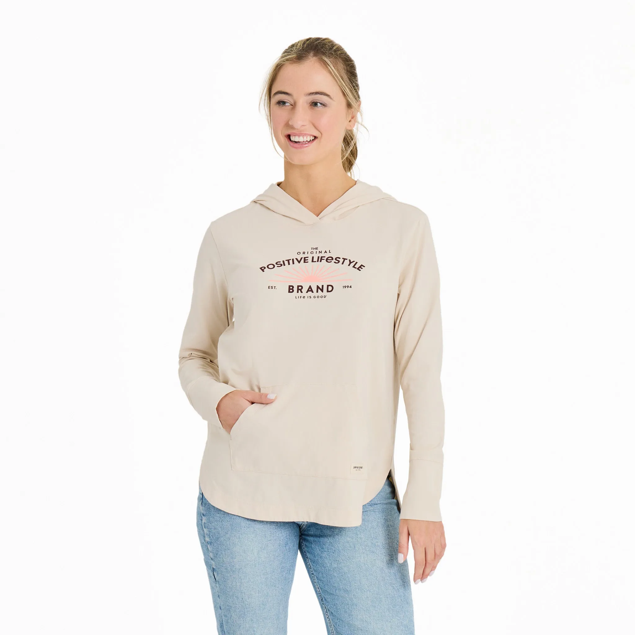 product affordable accessibility Women's Crafty Positive Lifestyle Sun Crusher-FLEX Hoodie Tunic