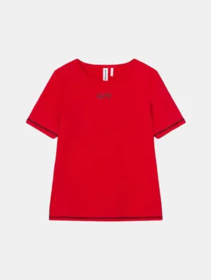 Ruffled edges Easy-to-Style Top AvaRS Tee Red
