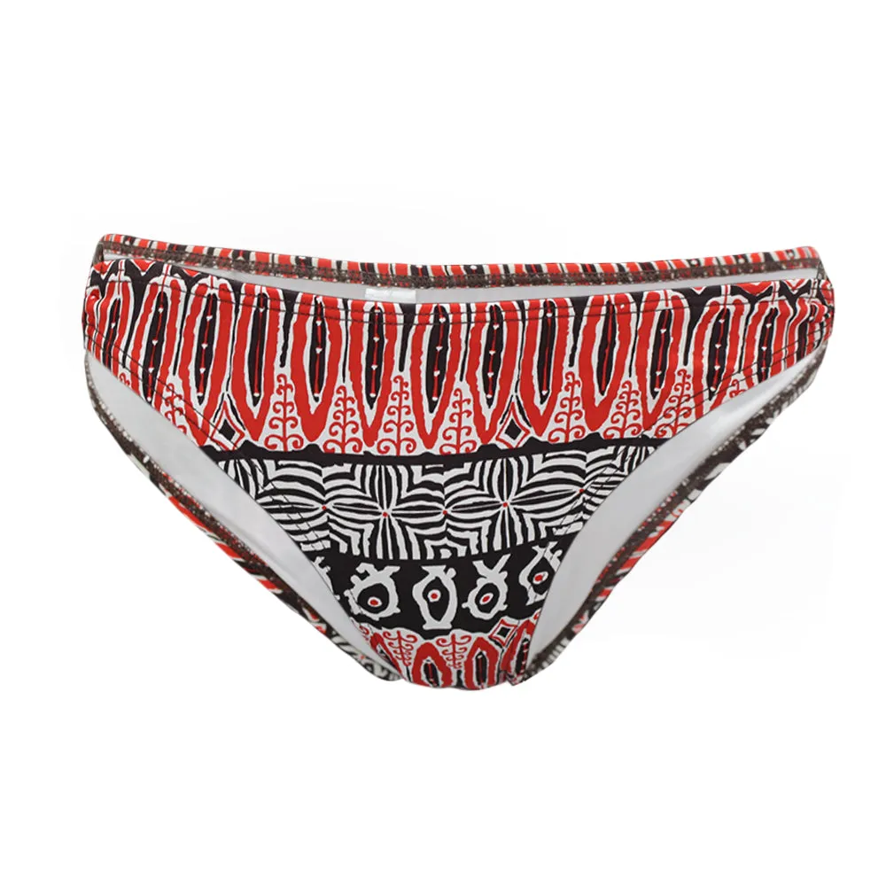 BuiltIn Grip Jewel tone Women's Printed Ring Detail Bikini Bottom,Multi
