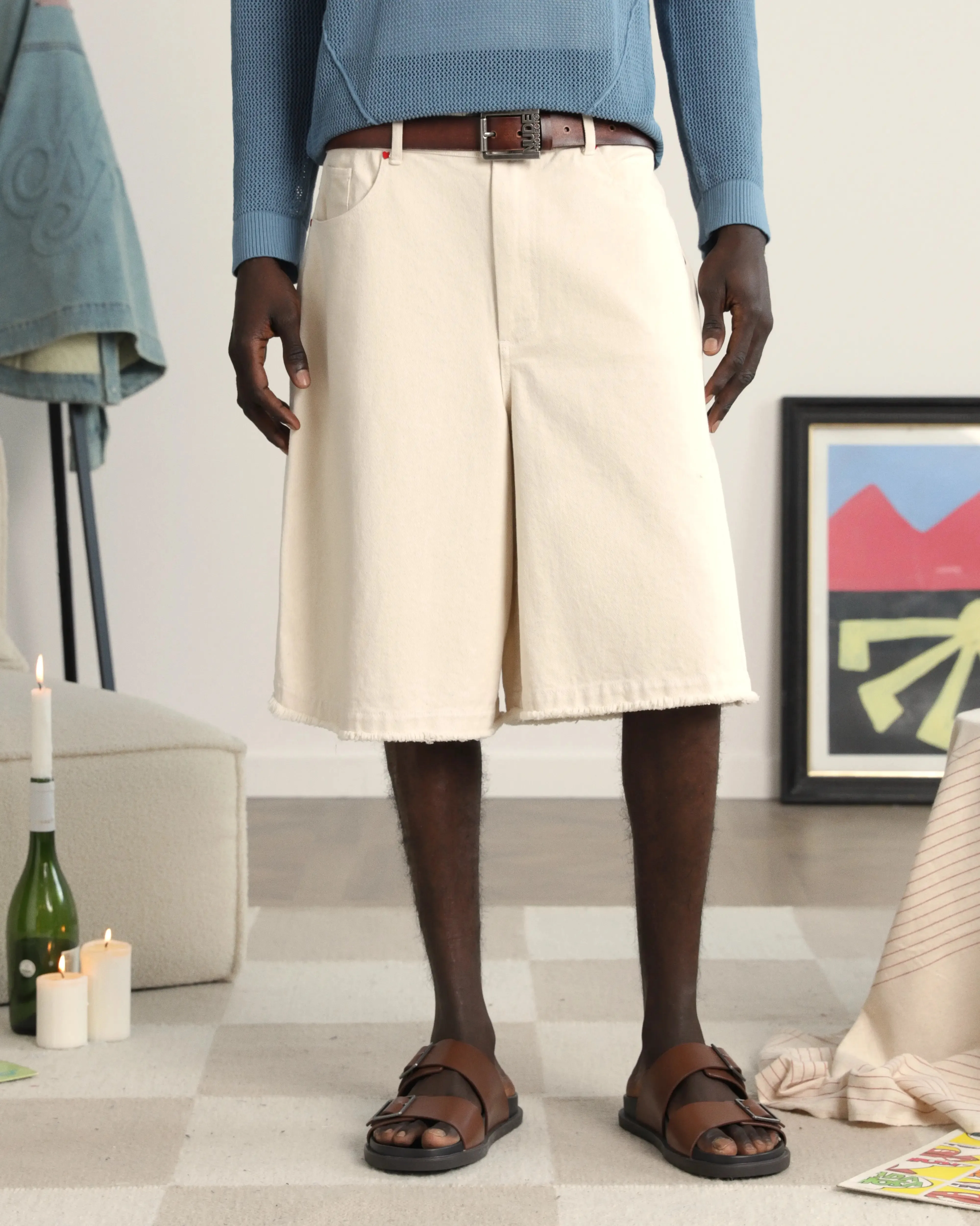 men's option Friction Reducing Lining Apple Crew Denim Shorts Raw