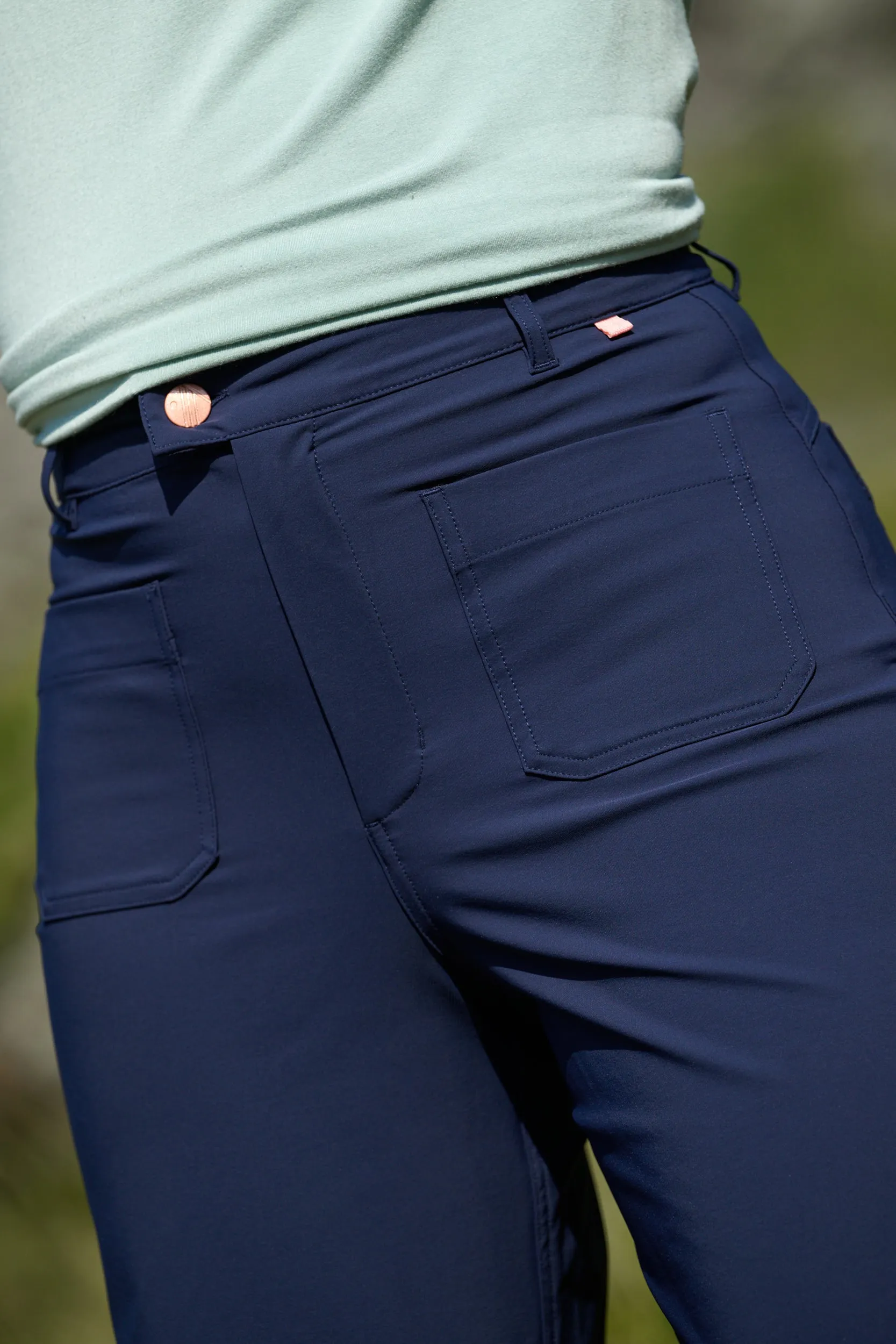 MAX Stretch Straight Outdoor Trousers - Deep Navy Water Resistant Finish No Sagging