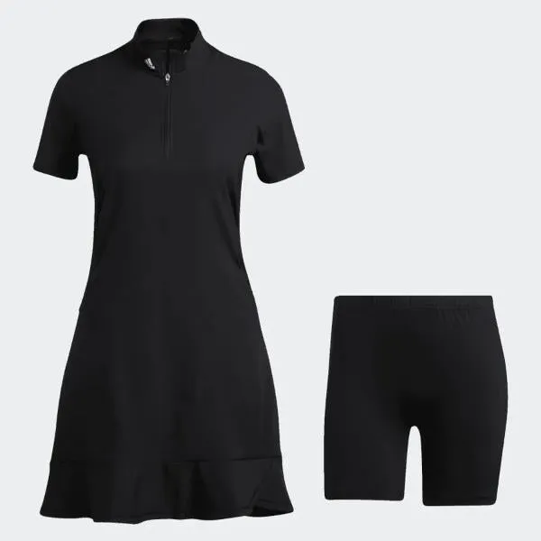Adidas Ladies Frill Dress - Black Sophisticated Waist Fit