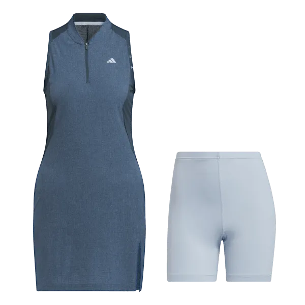 Adidas Ultimate365 Tour Sleeveless Golf Dress - Turquoise Flattering Waist Fit Layered Fabric