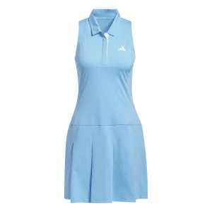 Adidas Women's Ultimate365 Tour Pleated Dress - Blue Polished Design Off-Shoulder