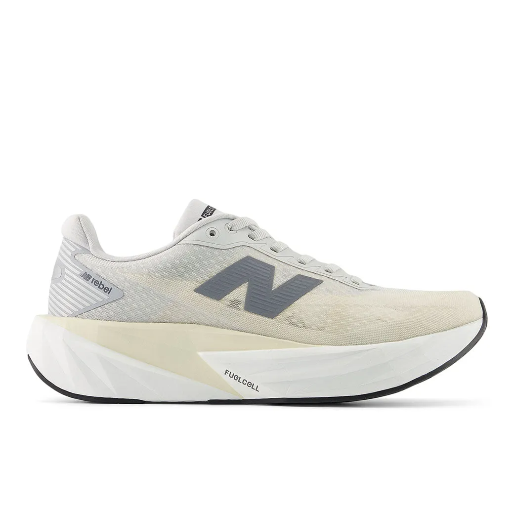 Womens New Balance FuelCell Rebelv5 in Linen/Grey Matter/White foam - midsole - cushioning shoes Comfortable Energy Return