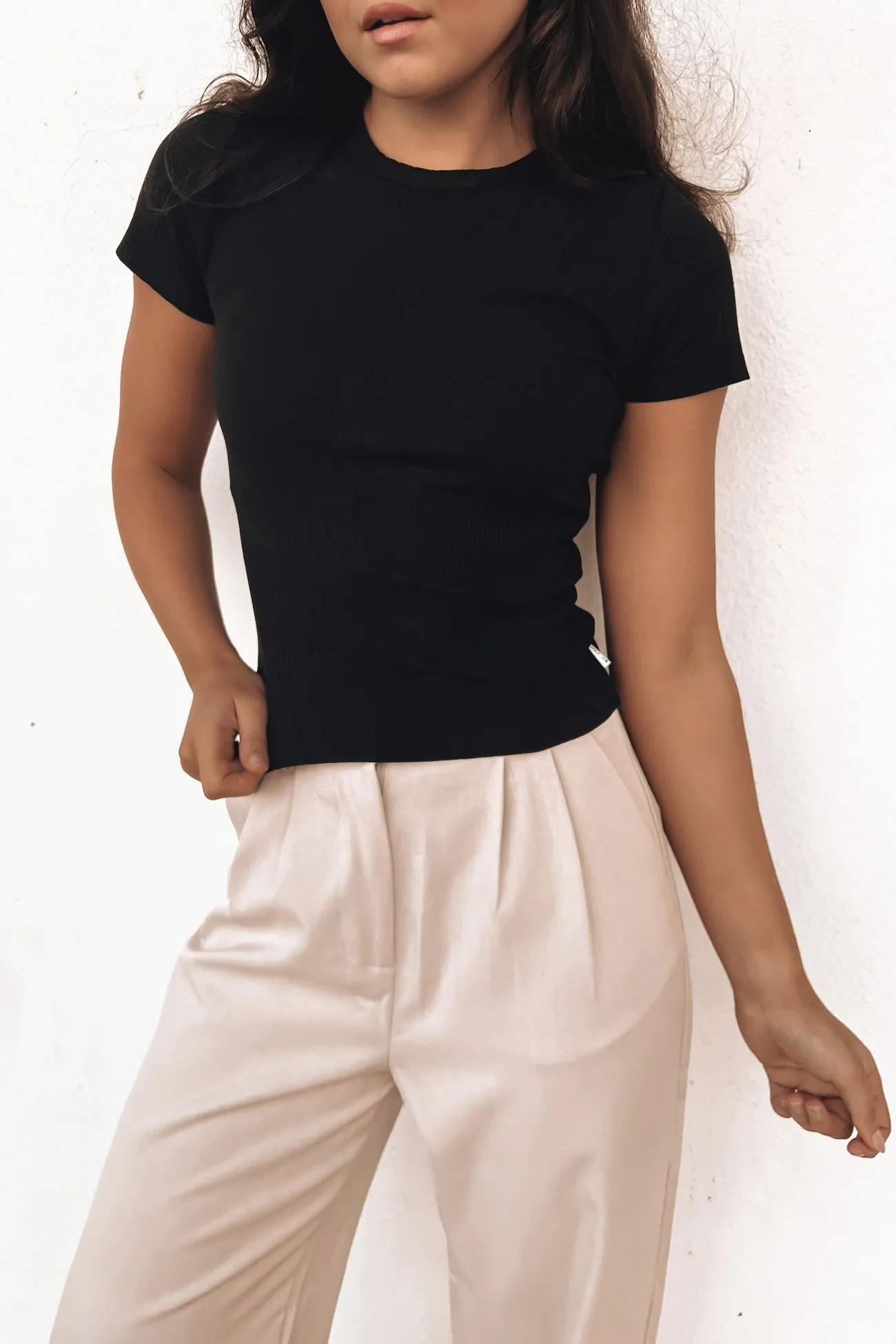 Zah Core Rib Tee Black Reinforced Hemline