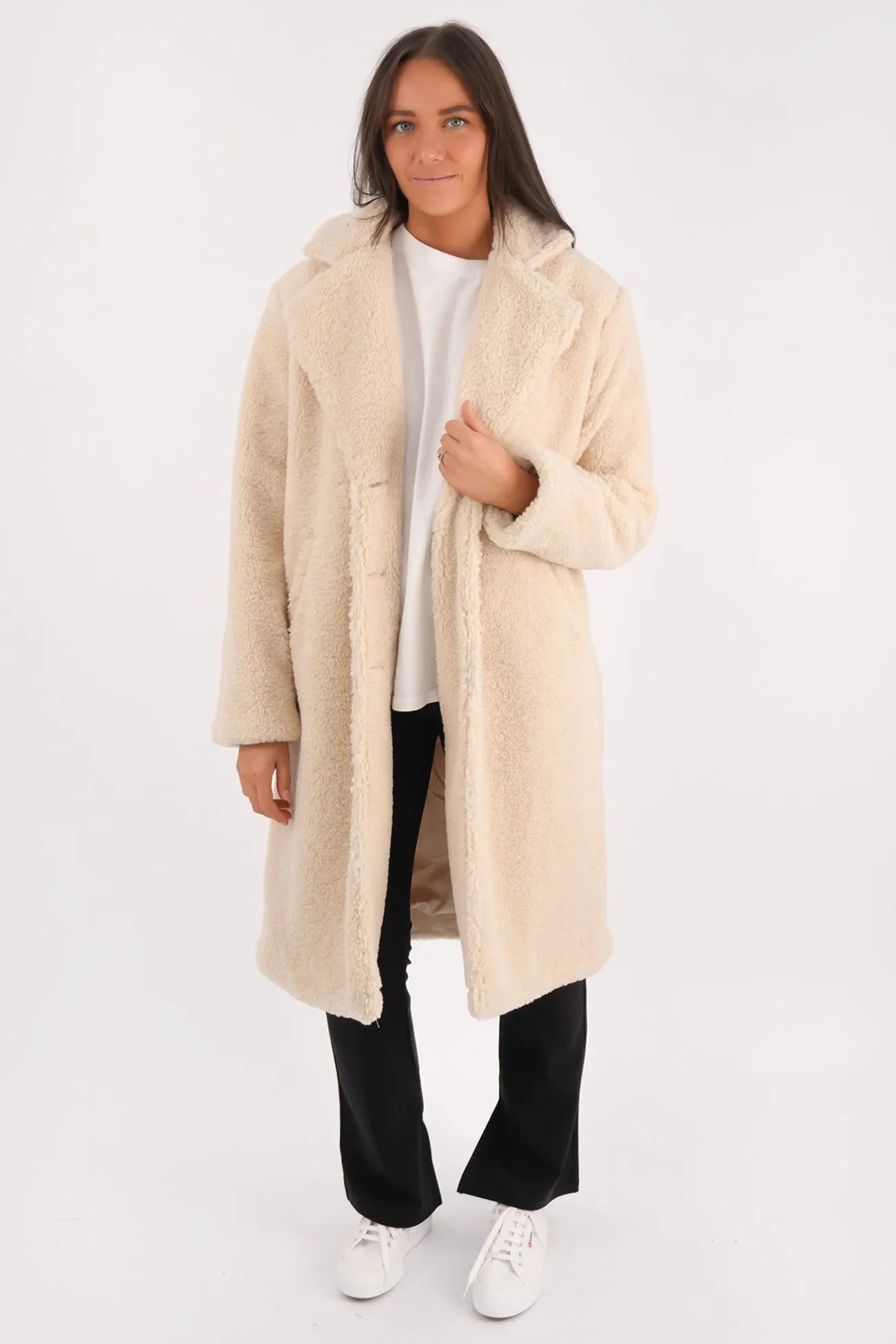 Fray Resistant Edges Matilda Teddy Coat Natural