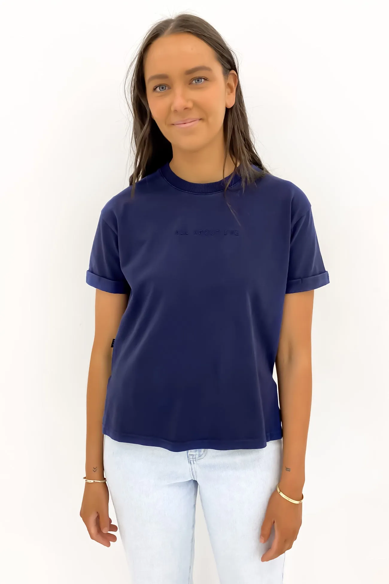 AAE Washed Tee Navy Non Irritating Seams