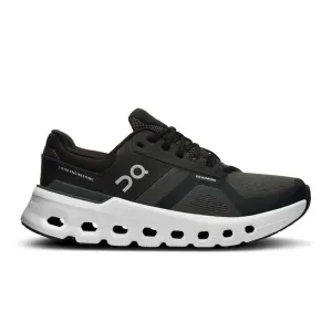 Womens On Running Cloudrunner 2 Wide in Eclipse/Black running in a group shoes