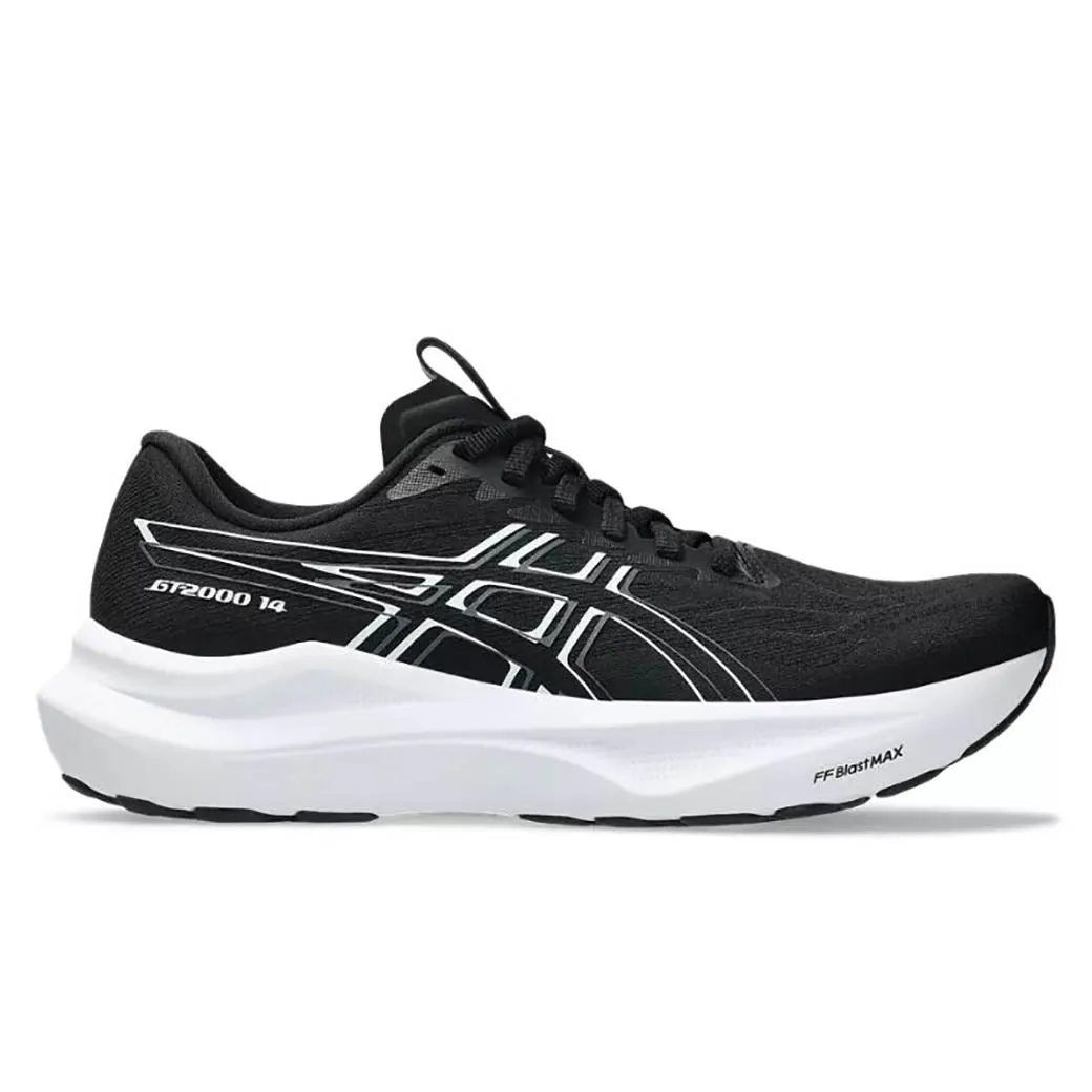 Womens Asics GT-2000 14 in Black/White running in a cantilever bridge area shoes