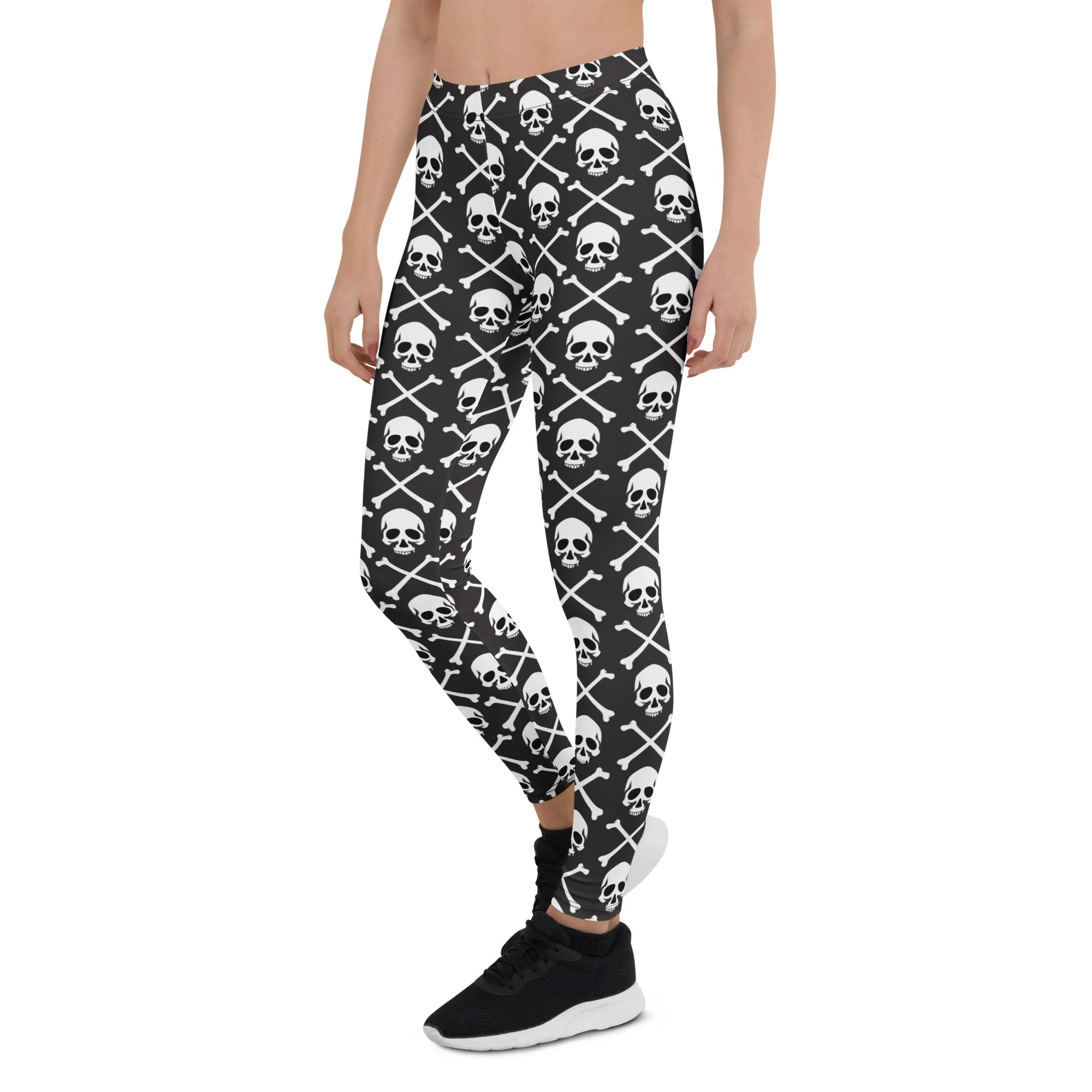 ReadyGOLF: Pirate Flag Women's All-Over Leggings Home Lounge Fitness Lover Rib Knit Comfort Seeker
