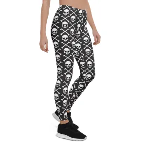 Chafe Resistant Design Anti Odor Fitness Training ReadyGOLF: Pirate Flag Women's All-Over Leggings