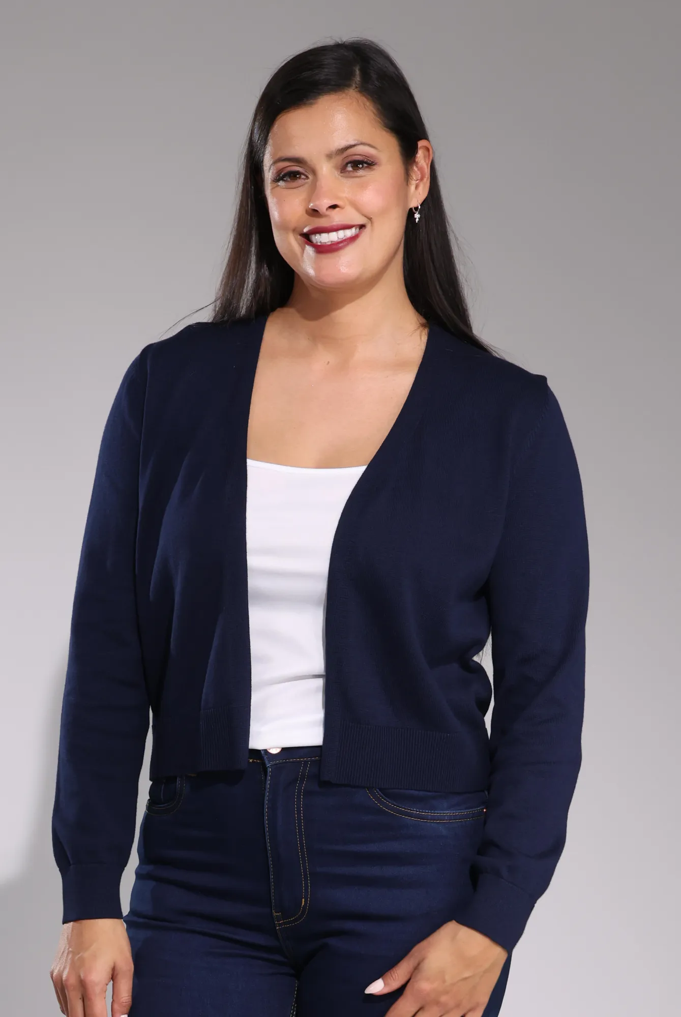 Photo Glam Casual Sweatshirt Cardigan - Knitwear | NAVY | 0012C1