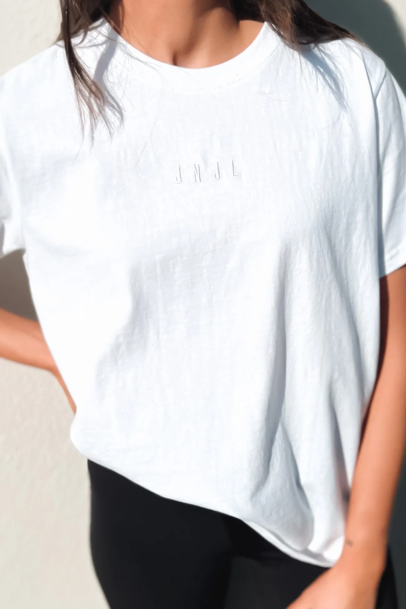 JNJL Embroidered Logo Tee White Light Layers