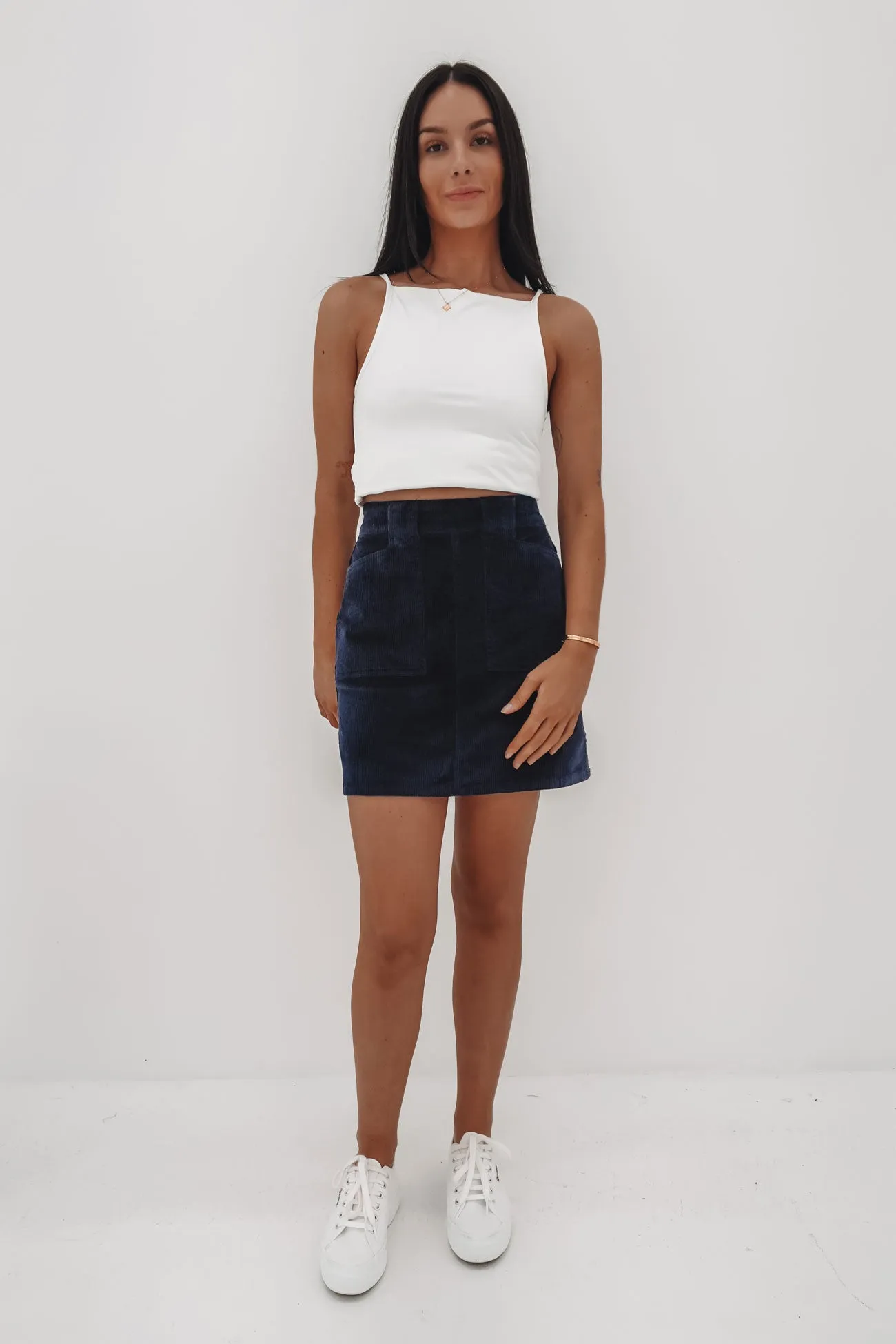 Heat Dissipating Fabric Creative Fashion Gaia Cord Mini Skirt Blue