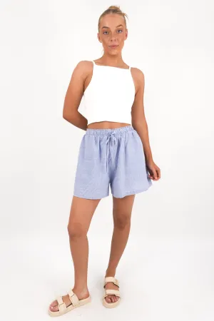 Double Layered Panels Denim shorts Gabbi Short Blue Stripe