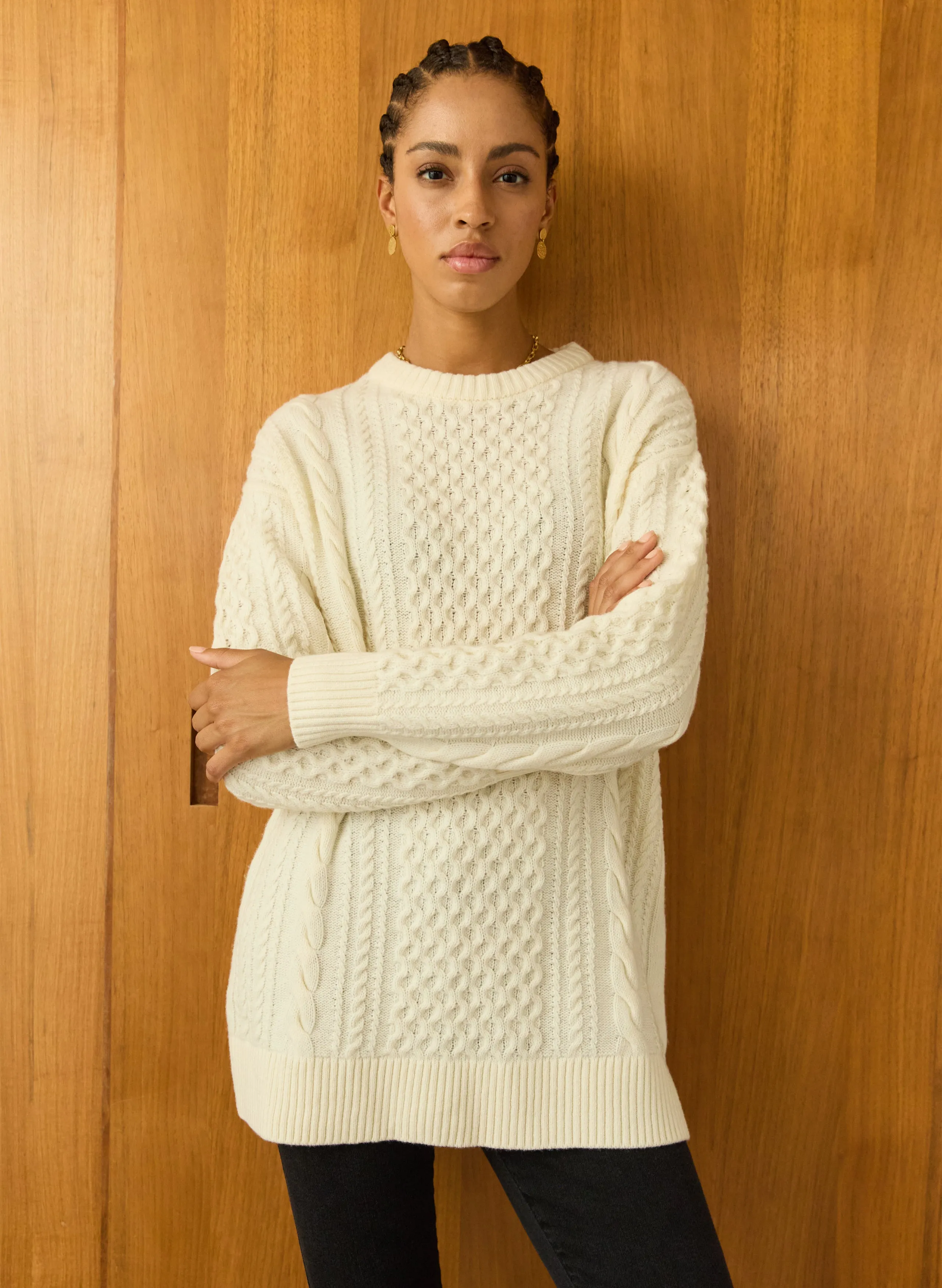 Street Casual Style Aisha Wool Blend Cable?Jumper