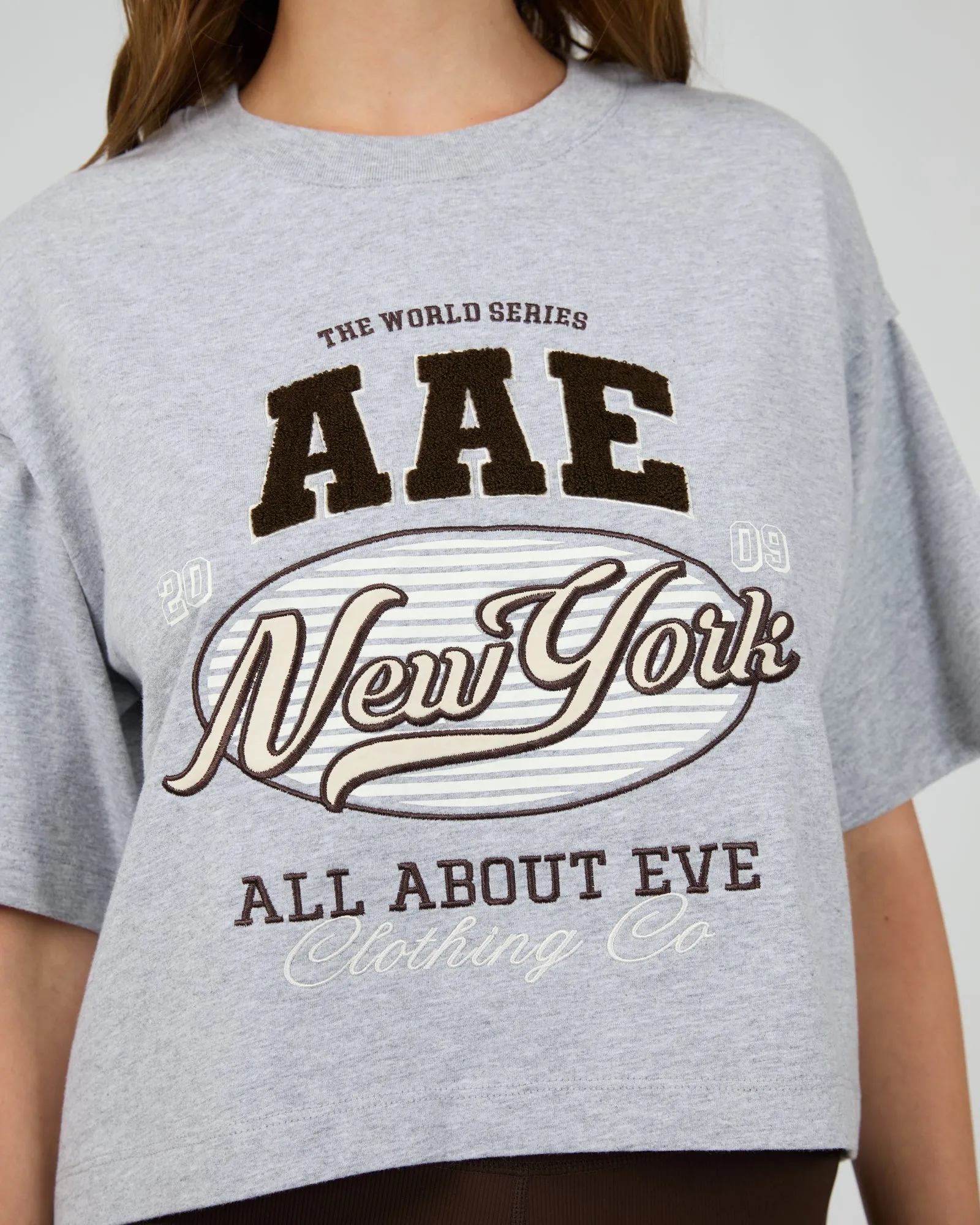 All About Eve Athletica Relaxed Crop Tee Grey Marle Casual Day Wear