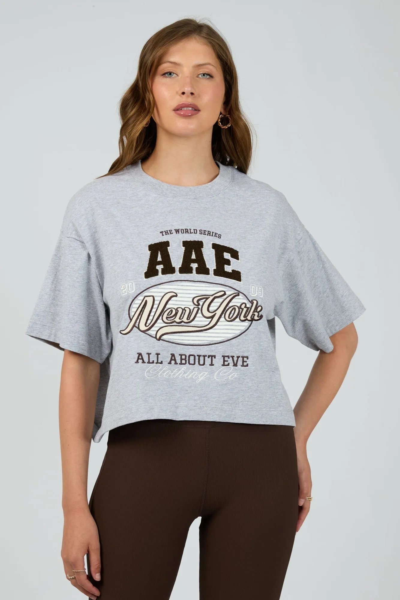 Cozy Fit Design All About Eve Athletica Relaxed Crop Tee Grey Marle