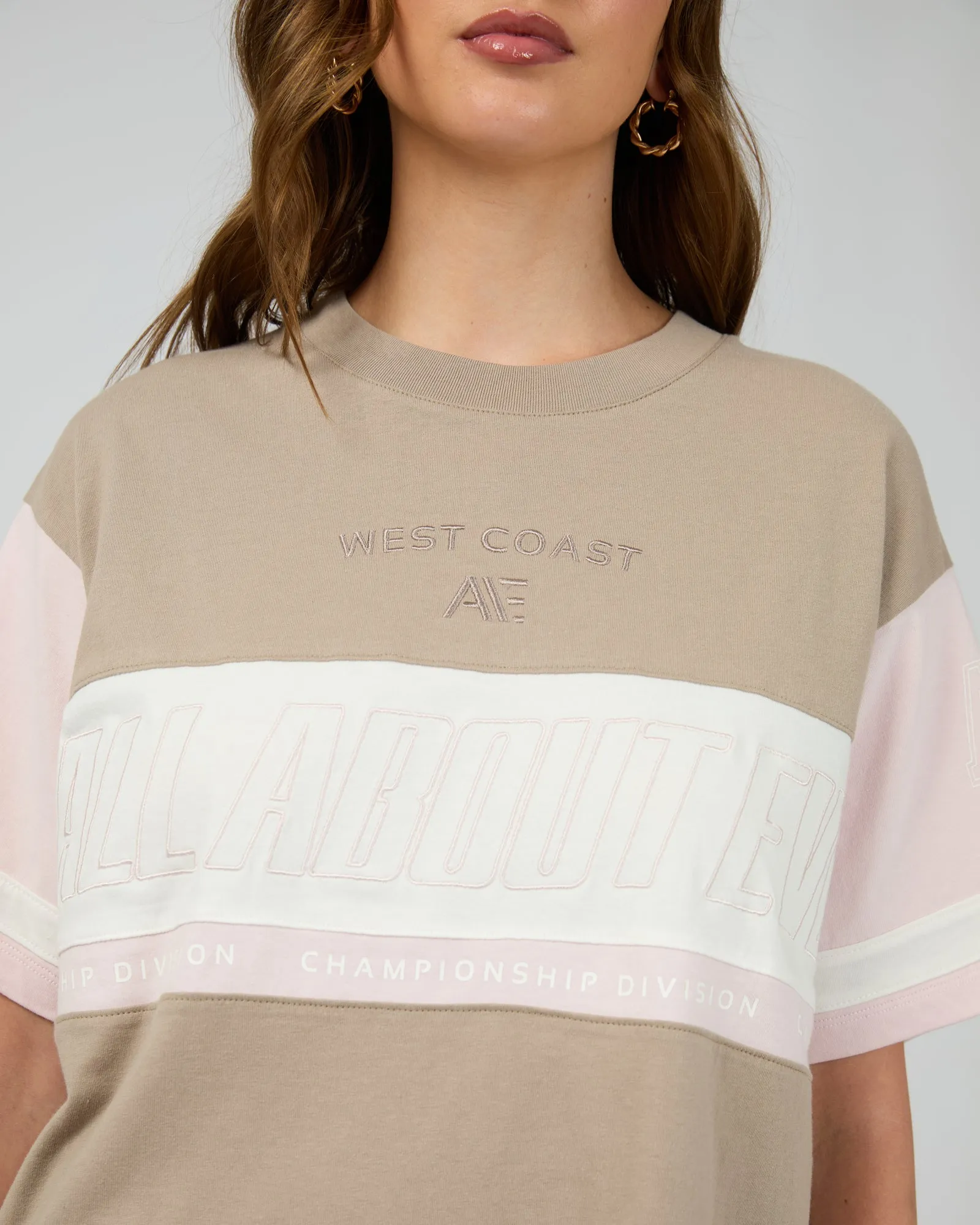 All About Eve Performance Relaxed Tee Stone Collared Outdoor Comfort Style