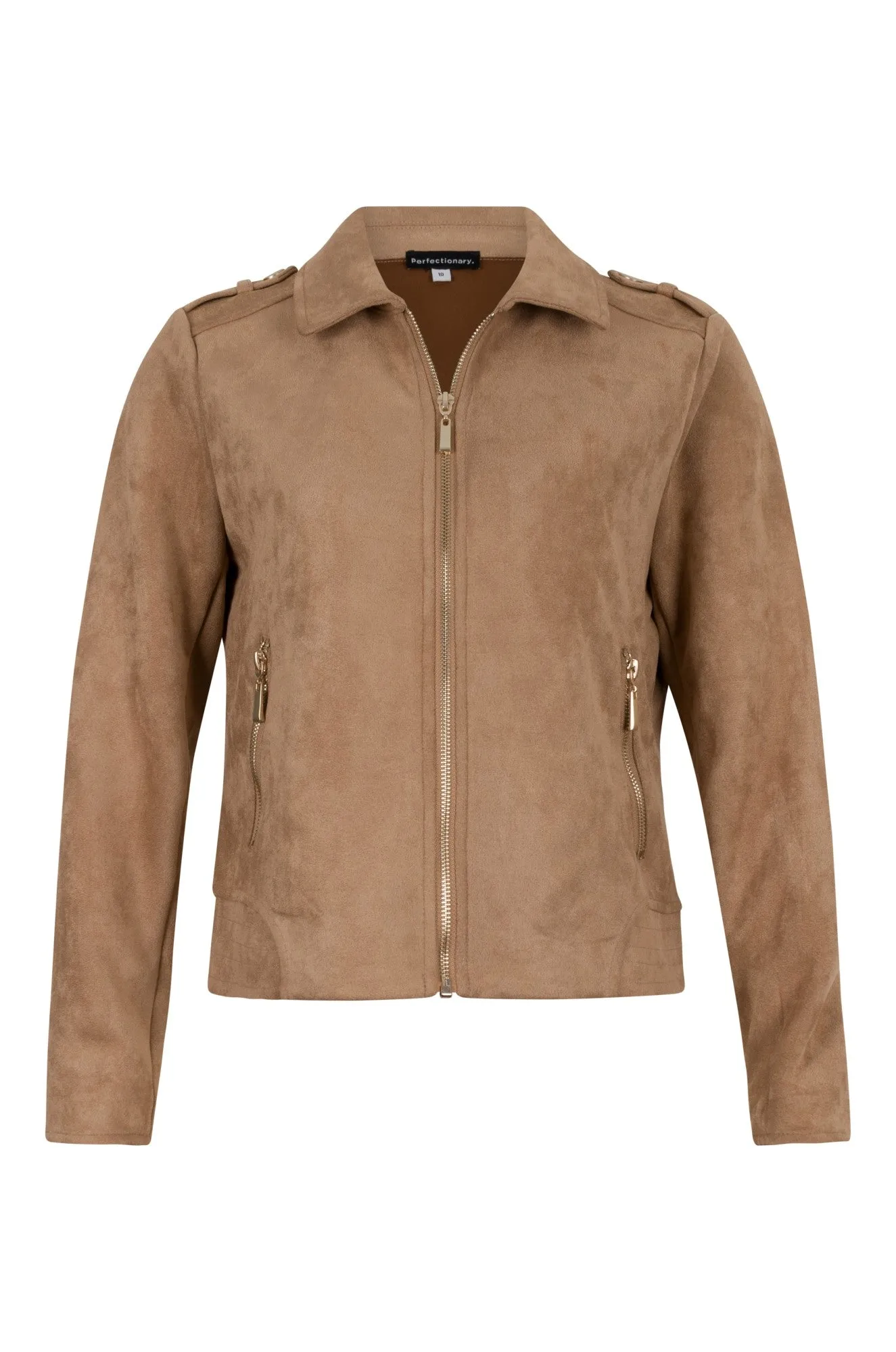 Layering Compatible Cut Suede Look Jacket | CARAMEL | 4064B1
