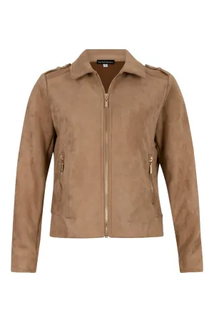 Layering Compatible Cut Suede Look Jacket | CARAMEL | 4064B1