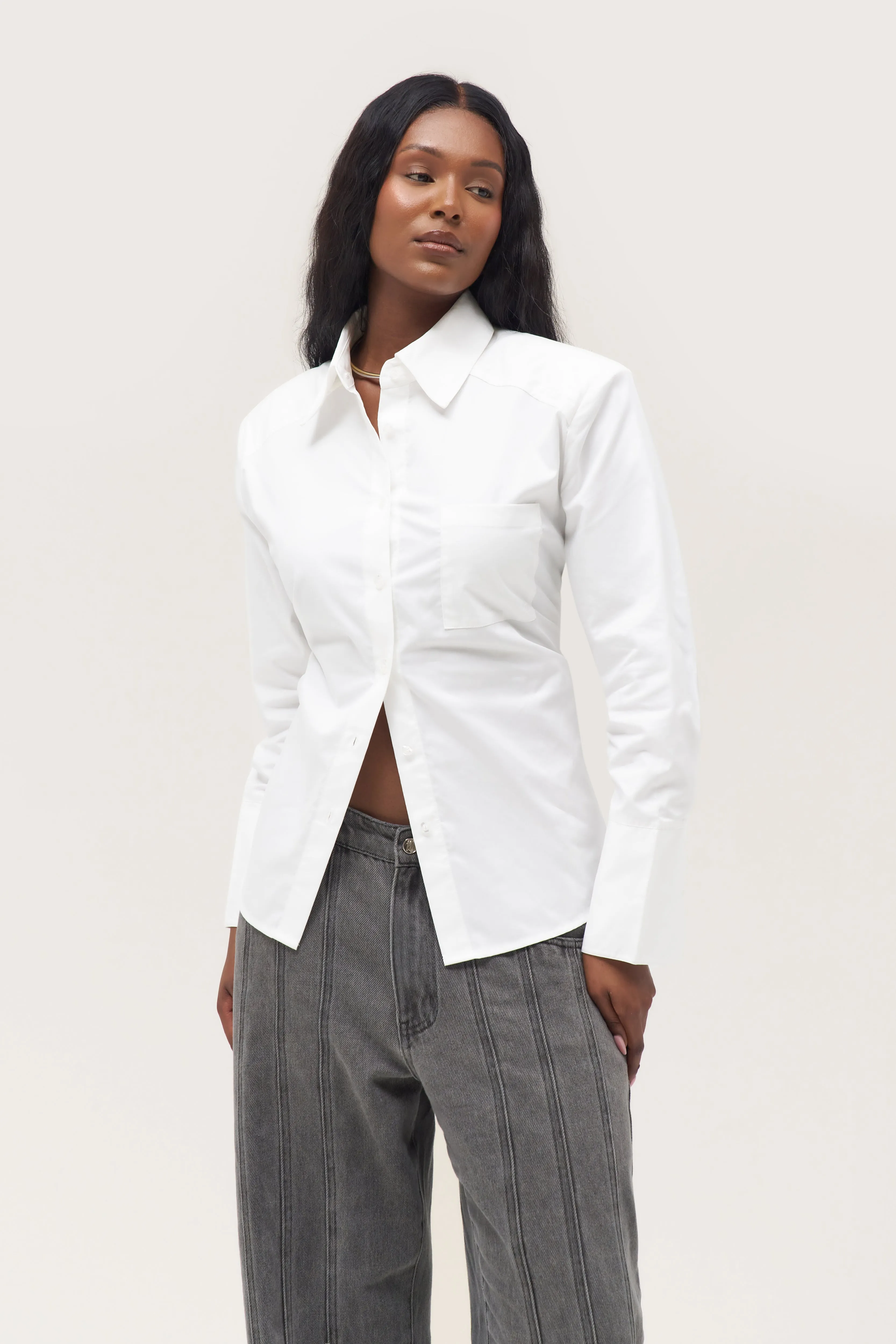 Pastel color All Tied Up Oversized Shirt - White