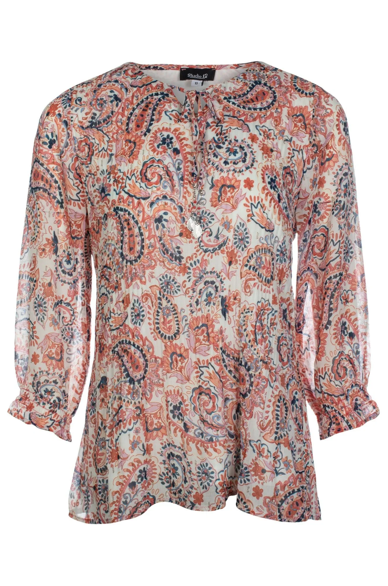 Italian Flair Top | Soft Coral Paisley | 8562C1