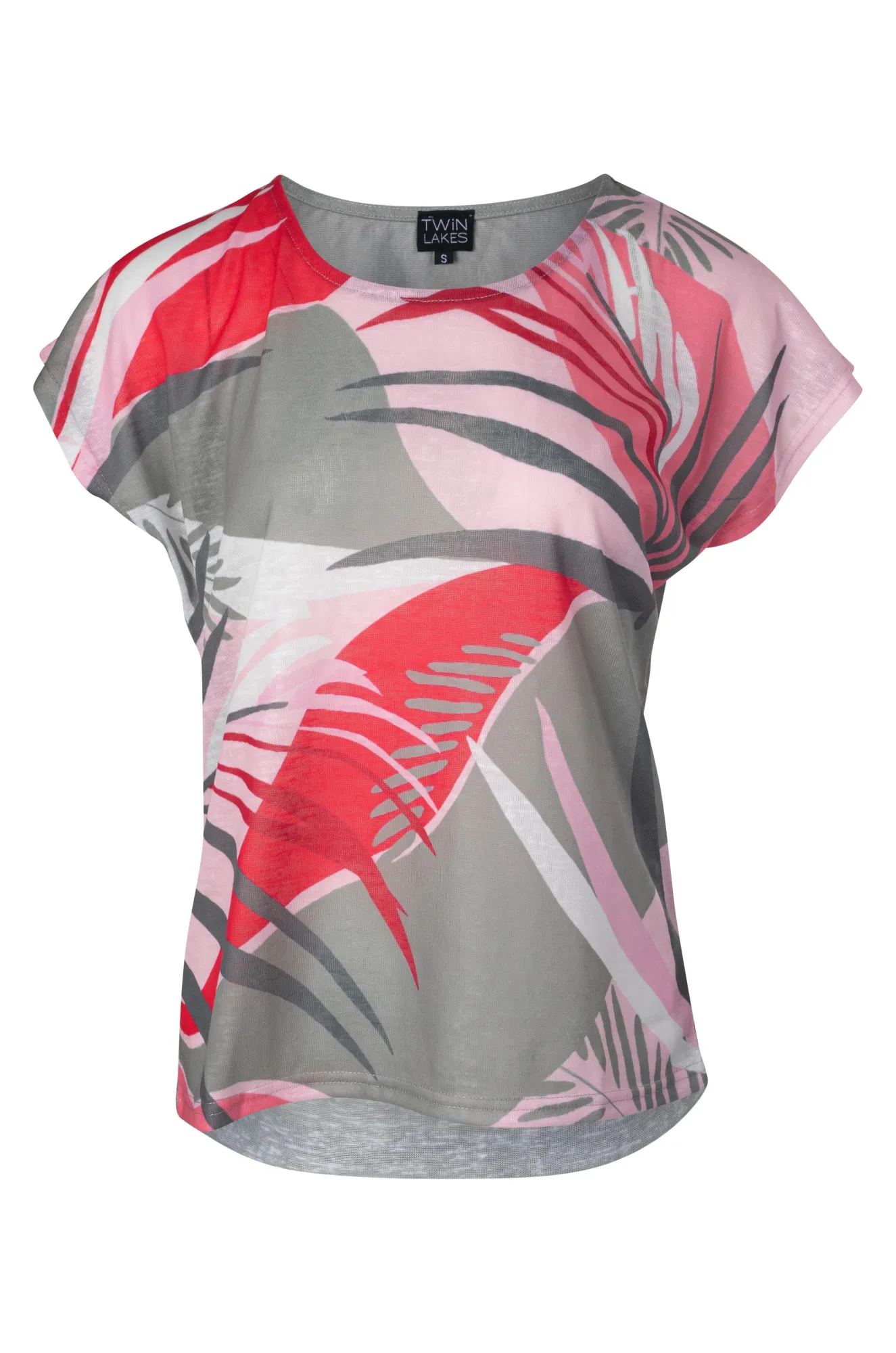 FlatlockSeaming Printed Slub Top with plain back | SAGE PINK PALM | 6794A1