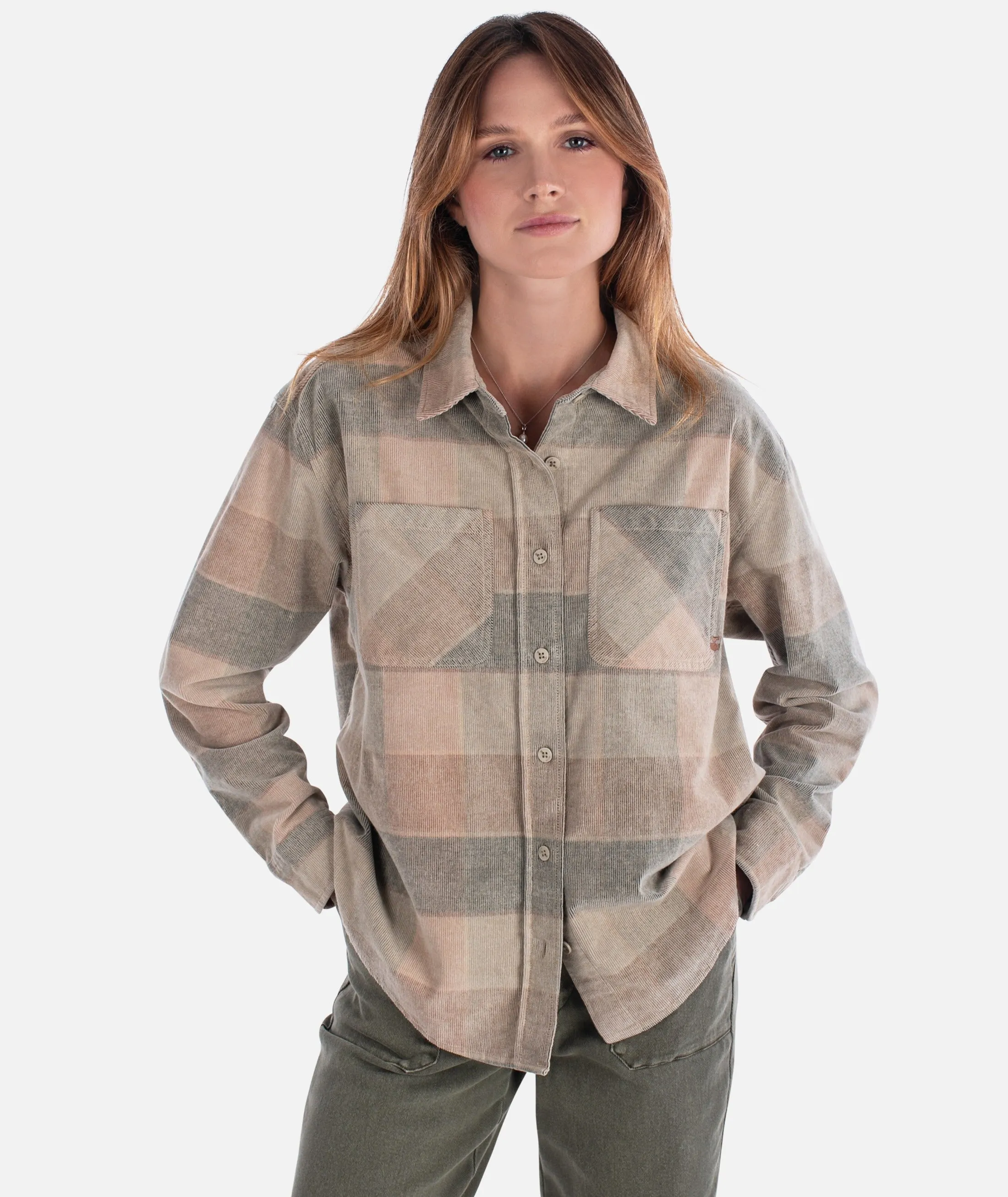 Alpine Corduroy Shirt - Mauve No Slip Shoulder Design Slim Style